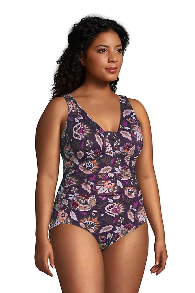 Lands039 End Swimsuits Women Plus Size Slender Grecian Tummy Control Chlorine Resistant One Piece Swimsuit Print Blackberry Jacobean Lands039 End Swimsuits Women Plus Size Slender Grecian Tummy Control Chlorine Resistant One Piece Swimsuit Print Blackberry Jacobean