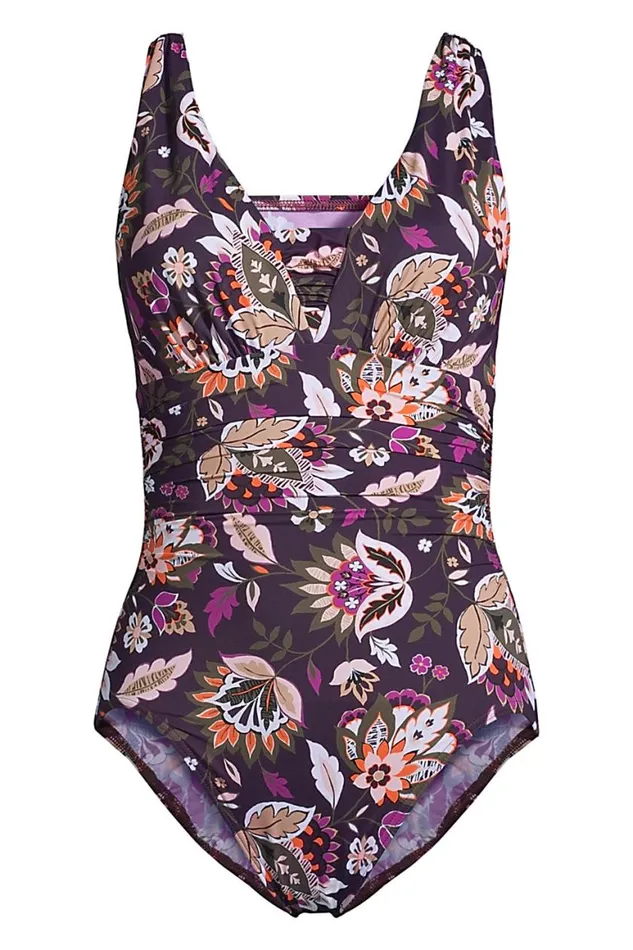 Lands039 End Swimsuits Women Plus Size Slender Grecian Tummy Control Chlorine Resistant One Piece Swimsuit Print Blackberry Jacobean Lands039 End Swimsuits Women Plus Size Slender Grecian Tummy Control Chlorine Resistant One Piece Swimsuit Print Blackberry Jacobean