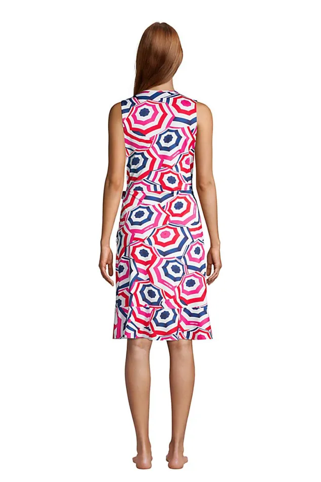 Lands039 End Swimsuits Women Ruffle Hem Sleeveless Swim Coverup Wrap Dress Classic Cobalt Beach Umbrella Lands039 End Swimsuits Women Ruffle Hem Sleeveless Swim Coverup Wrap Dress Classic Cobalt Beach Umbrella