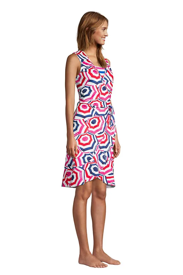 Lands039 End Swimsuits Women Ruffle Hem Sleeveless Swim Coverup Wrap Dress Classic Cobalt Beach Umbrella Lands039 End Swimsuits Women Ruffle Hem Sleeveless Swim Coverup Wrap Dress Classic Cobalt Beach Umbrella