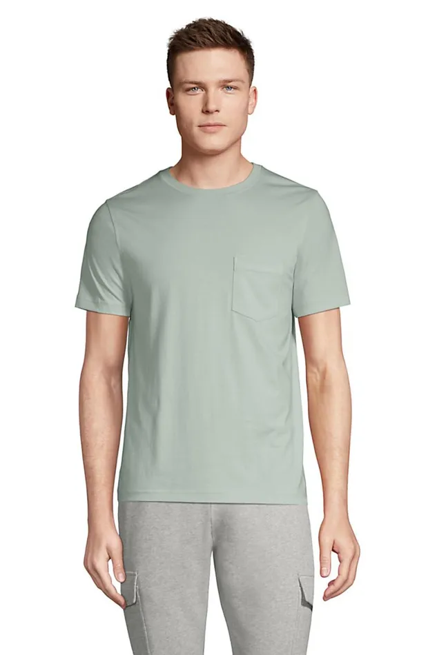 Lands039 End TShirts Men Big And Tall Short Sleeve Supima Tee With Pocket Soft Sea Green Lands039 End TShirts Men Big And Tall Short Sleeve Supima Tee With Pocket Soft Sea Green