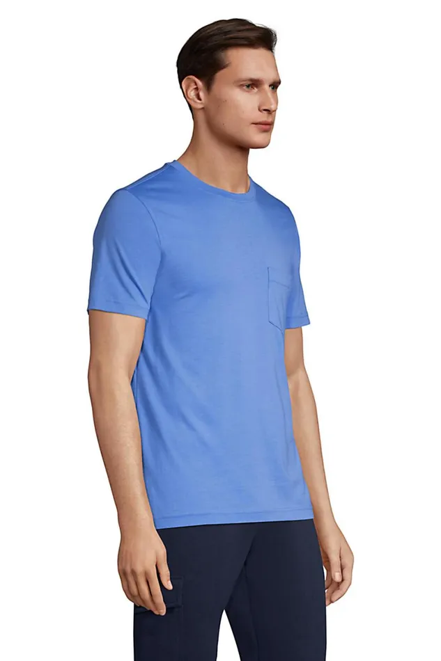 Lands039 End TShirts Men Big And Tall Short Sleeve Supima Tee With Pocket Soft Sea Green