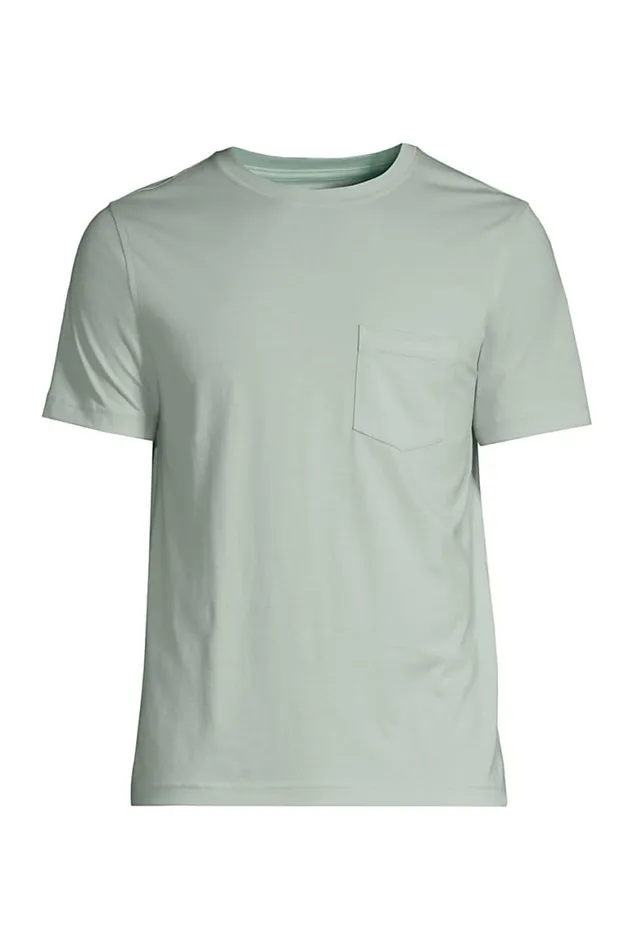 Lands039 End TShirts Men Big And Tall Short Sleeve Supima Tee With Pocket Soft Sea Green