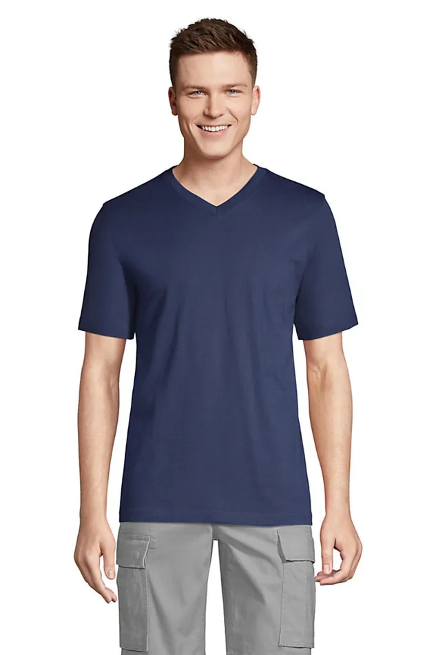 Lands039 End TShirts Men Supert Short Sleeve Vneck Tshirt Radiant Navy