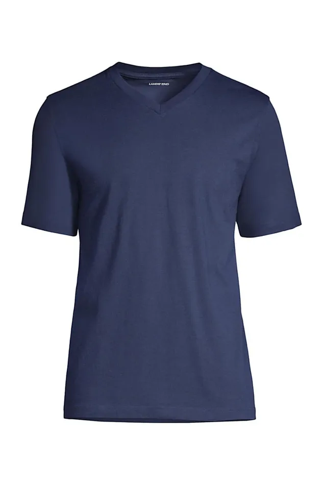 Lands039 End TShirts Men Supert Short Sleeve Vneck Tshirt Radiant Navy