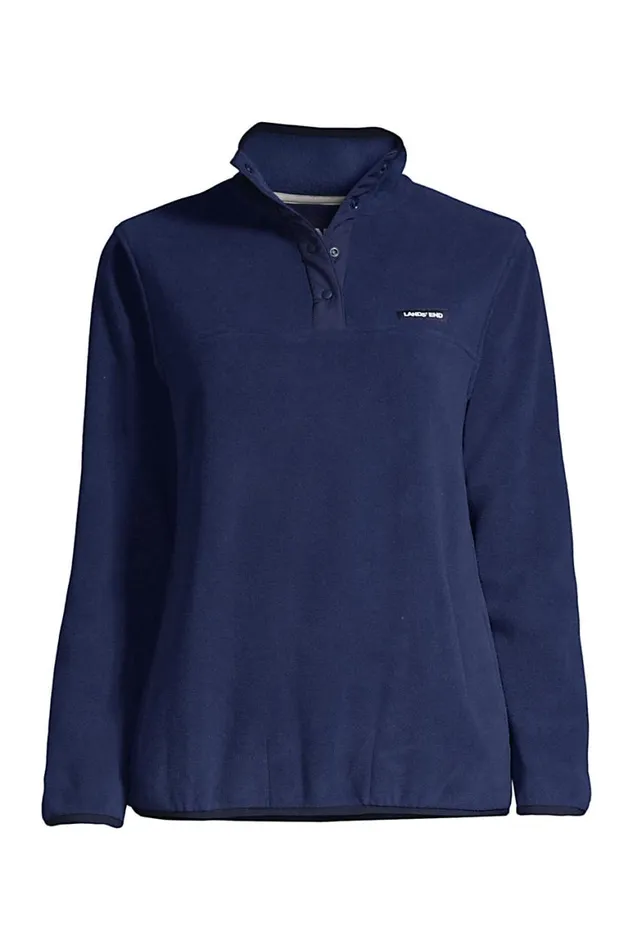 Lands039 End Tops and Tees Women Heritage Fleece Snap Neck Pullover Deep Sea Navy Lands039 End Tops and Tees Women Heritage Fleece Snap Neck Pullover Deep Sea Navy