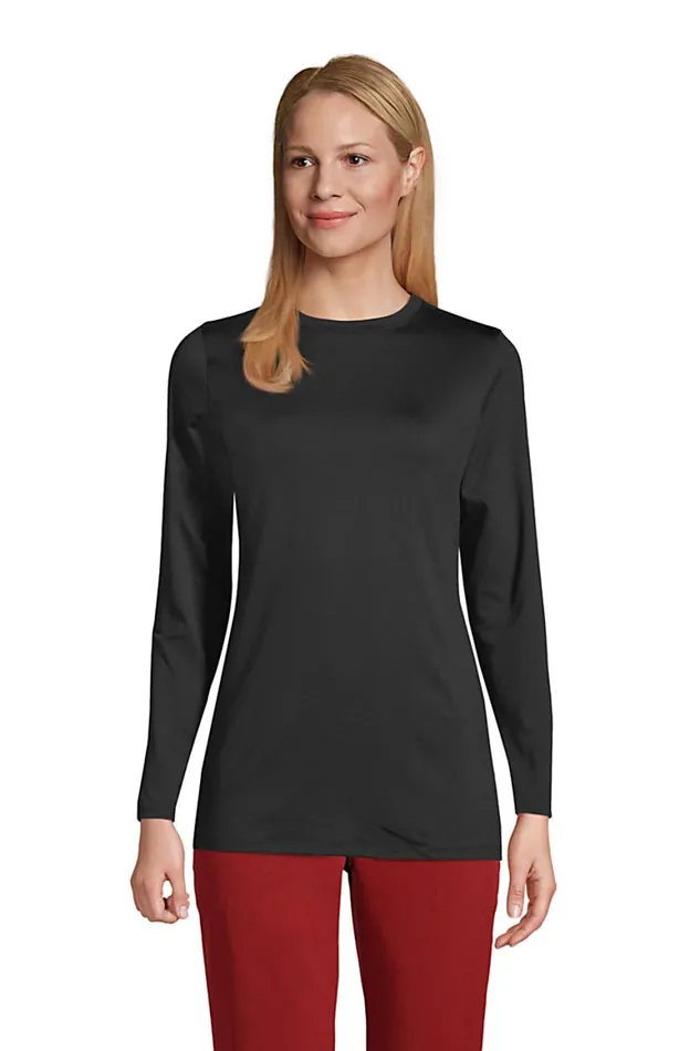 Lands039 End Tops and Tees Women Long Sleeve Active Tshirt Black