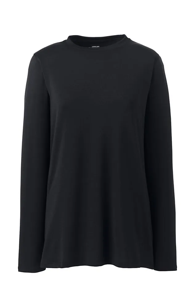 Lands039 End Tops and Tees Women Long Sleeve Active Tshirt Black
