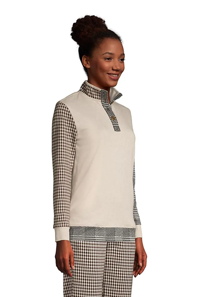 Lands039 End Tops and Tees Women Long Sleeve Sport Knit Pullover Deep Sea Navy Chevron Floral Lands039 End Tops and Tees Women Long Sleeve Sport Knit Pullover Deep Sea Navy Chevron Floral