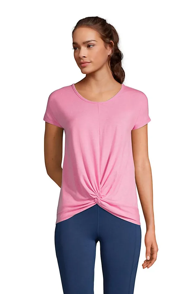 Lands039 End Tops and Tees Women Moisture Wicking Upf Sun Short Sleeve Twist Hem Top Soft Tea Rose Pinstripe Lands039 End Tops and Tees Women Moisture Wicking Upf Sun Short Sleeve Twist Hem Top Soft Tea Rose Pinstripe