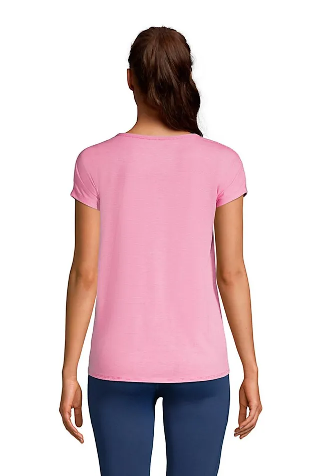 Lands039 End Tops and Tees Women Moisture Wicking Upf Sun Short Sleeve Twist Hem Top Soft Tea Rose Pinstripe Lands039 End Tops and Tees Women Moisture Wicking Upf Sun Short Sleeve Twist Hem Top Soft Tea Rose Pinstripe