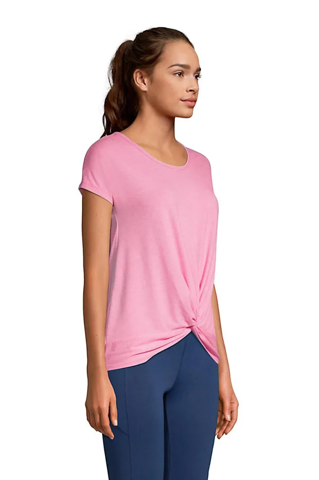 Lands039 End Tops and Tees Women Moisture Wicking Upf Sun Short Sleeve Twist Hem Top Soft Tea Rose Pinstripe Lands039 End Tops and Tees Women Moisture Wicking Upf Sun Short Sleeve Twist Hem Top Soft Tea Rose Pinstripe