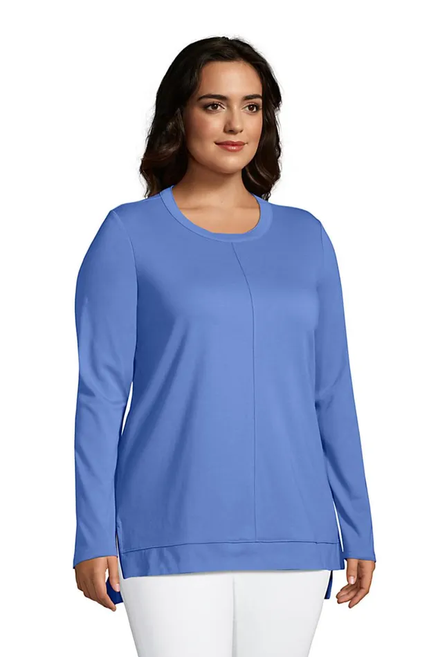 Lands039 End Tops and Tees Women Plus Size Cotton Polyester Long Sleeve Open Crew Neck Tunic Black Lands039 End Tops and Tees Women Plus Size Cotton Polyester Long Sleeve Open Crew Neck Tunic Black