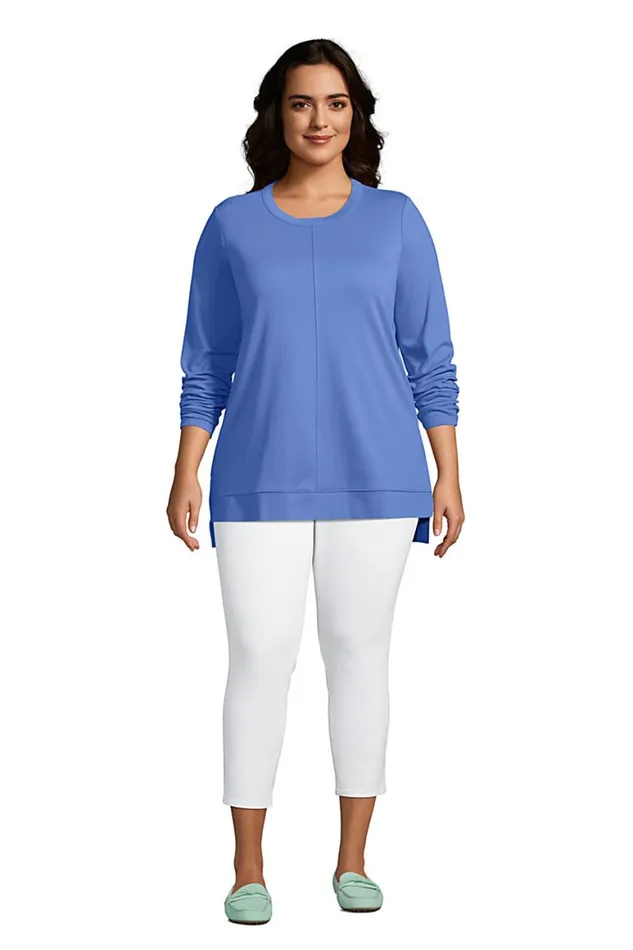 Lands039 End Tops and Tees Women Plus Size Cotton Polyester Long Sleeve Open Crew Neck Tunic Black Lands039 End Tops and Tees Women Plus Size Cotton Polyester Long Sleeve Open Crew Neck Tunic Black