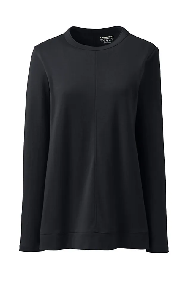 Lands039 End Tops and Tees Women Plus Size Cotton Polyester Long Sleeve Open Crew Neck Tunic Black Lands039 End Tops and Tees Women Plus Size Cotton Polyester Long Sleeve Open Crew Neck Tunic Black