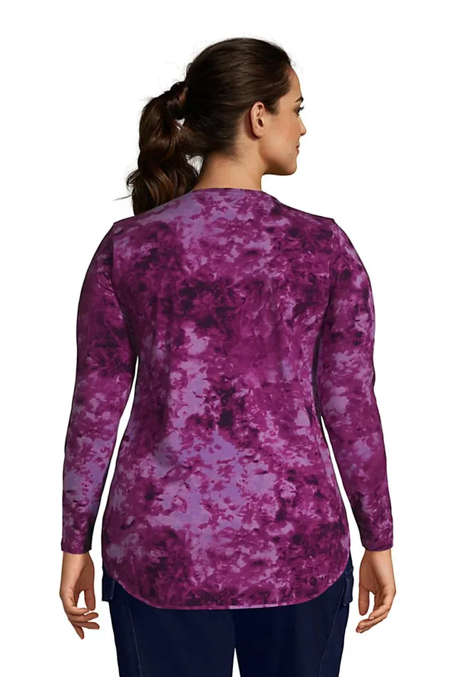 Lands039 End Tops and Tees Women Plus Size Long Sleeve Curved Hem Moisture Wicking Spf Sun Tunic Print Deep Sea Navy Tie Dye Palm Lands039 End Tops and Tees Women Plus Size Long Sleeve Curved Hem Moisture Wicking Spf Sun Tunic Print Deep Sea Navy Tie Dye Palm