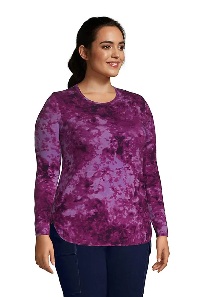 Lands039 End Tops and Tees Women Plus Size Long Sleeve Curved Hem Moisture Wicking Spf Sun Tunic Print Deep Sea Navy Tie Dye Palm Lands039 End Tops and Tees Women Plus Size Long Sleeve Curved Hem Moisture Wicking Spf Sun Tunic Print Deep Sea Navy Tie Dye Palm
