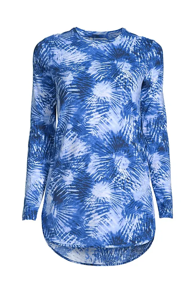 Lands039 End Tops and Tees Women Plus Size Long Sleeve Curved Hem Moisture Wicking Spf Sun Tunic Print Deep Sea Navy Tie Dye Palm Lands039 End Tops and Tees Women Plus Size Long Sleeve Curved Hem Moisture Wicking Spf Sun Tunic Print Deep Sea Navy Tie Dye Palm