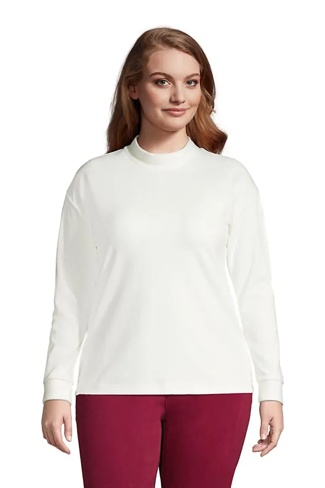 Lands039 End Tops and Tees Women Plus Size Long Sleeve Sport Cord Mock Neck Sweatshirt Ivory Lands039 End Tops and Tees Women Plus Size Long Sleeve Sport Cord Mock Neck Sweatshirt Ivory