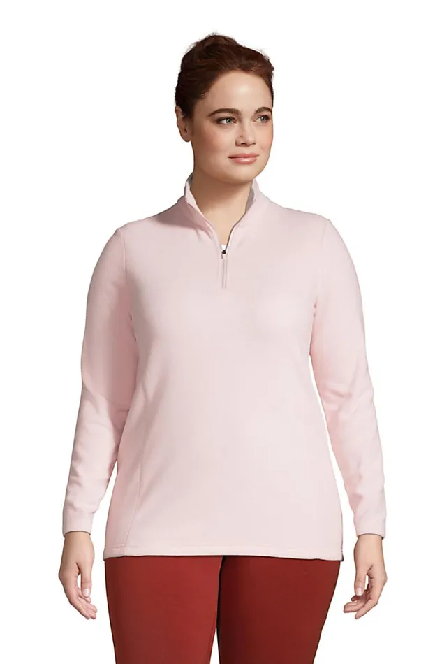 Lands039 End Tops and Tees Women Plus Size Quarter Zip Fleece Pullover Top Soft Tea Rose Lands039 End Tops and Tees Women Plus Size Quarter Zip Fleece Pullover Top Soft Tea Rose