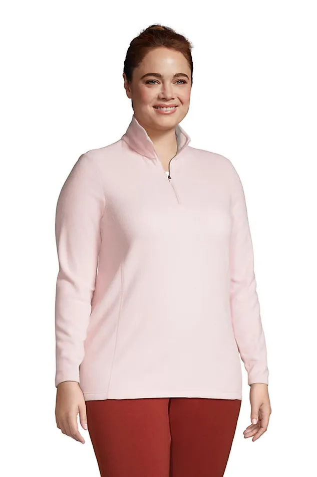 Lands039 End Tops and Tees Women Plus Size Quarter Zip Fleece Pullover Top Soft Tea Rose Lands039 End Tops and Tees Women Plus Size Quarter Zip Fleece Pullover Top Soft Tea Rose