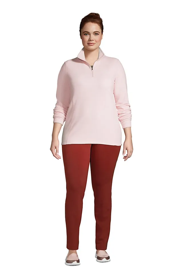 Lands039 End Tops and Tees Women Plus Size Quarter Zip Fleece Pullover Top Soft Tea Rose Lands039 End Tops and Tees Women Plus Size Quarter Zip Fleece Pullover Top Soft Tea Rose