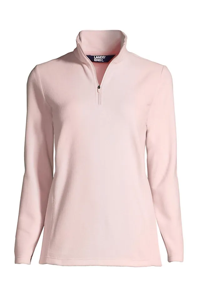 Lands039 End Tops and Tees Women Plus Size Quarter Zip Fleece Pullover Top Soft Tea Rose Lands039 End Tops and Tees Women Plus Size Quarter Zip Fleece Pullover Top Soft Tea Rose