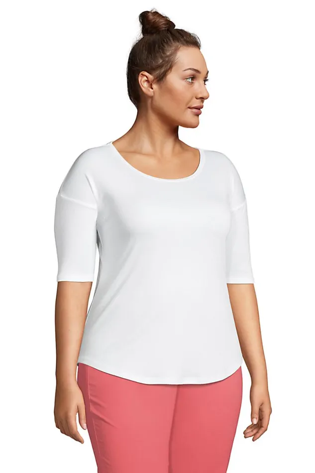 Lands039 End Tops and Tees Women Plus Size Supima Micro Modal Elbow Sleeve Balletneck Curved Hem Top Black Lands039 End Tops and Tees Women Plus Size Supima Micro Modal Elbow Sleeve Balletneck Curved Hem Top Black