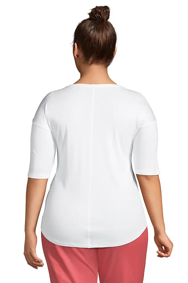 Lands039 End Tops and Tees Women Plus Size Supima Micro Modal Elbow Sleeve Balletneck Curved Hem Top Black Lands039 End Tops and Tees Women Plus Size Supima Micro Modal Elbow Sleeve Balletneck Curved Hem Top Black