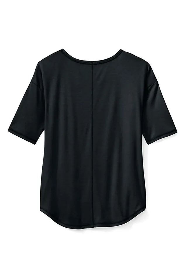 Lands039 End Tops and Tees Women Plus Size Supima Micro Modal Elbow Sleeve Balletneck Curved Hem Top Black Lands039 End Tops and Tees Women Plus Size Supima Micro Modal Elbow Sleeve Balletneck Curved Hem Top Black