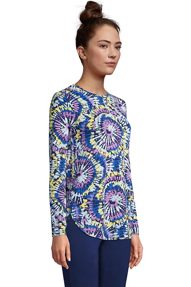 Lands039 End Tunic Tops Women Long Sleeve Curved Hem Moisture Wicking Spf Sun Tunic Print Surf Gray Tie Dye Stripe Lands039 End Tunic Tops Women Long Sleeve Curved Hem Moisture Wicking Spf Sun Tunic Print Surf Gray Tie Dye Stripe