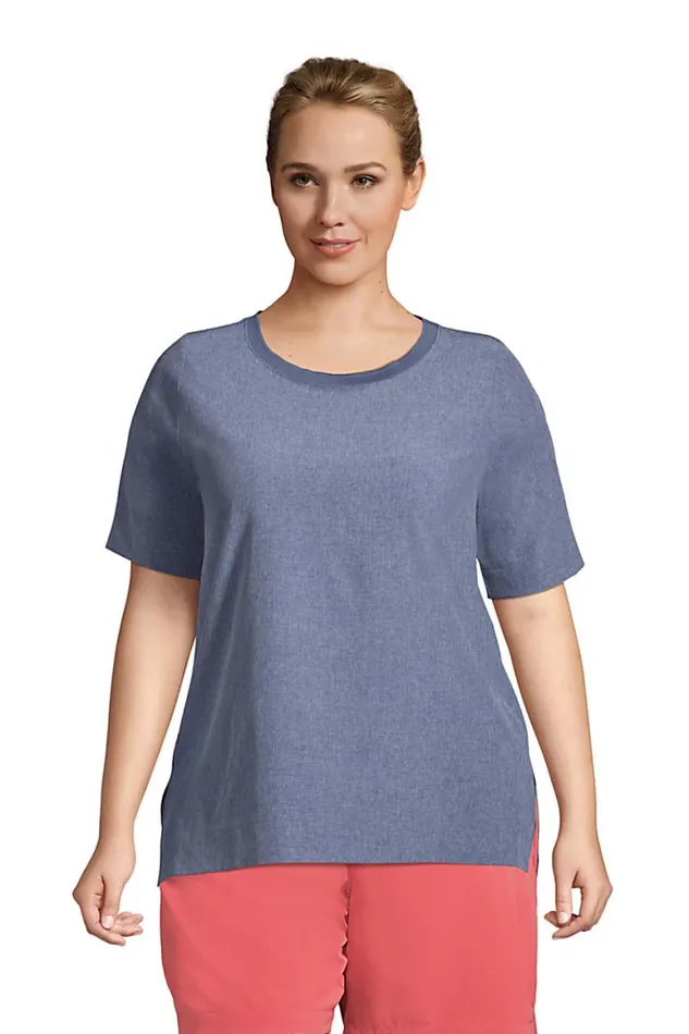 Lands039 End Tunic Tops Women Plus Size Elbow Sleeve 365 Tunic Top Chambray Blue Melange Lands039 End Tunic Tops Women Plus Size Elbow Sleeve 365 Tunic Top Chambray Blue Melange