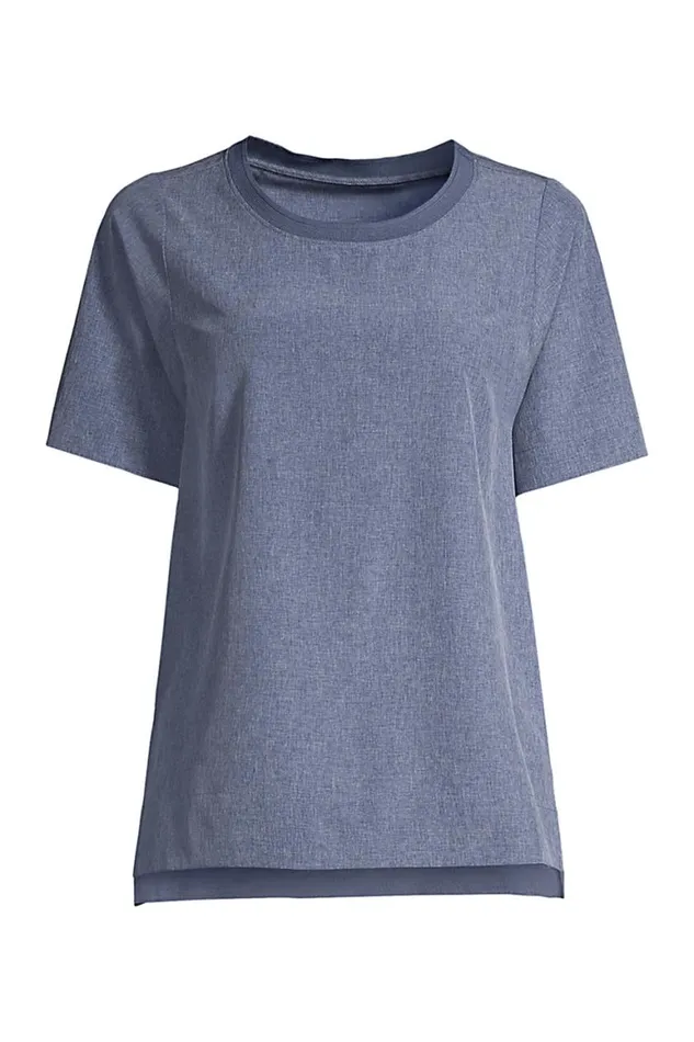 Lands039 End Tunic Tops Women Plus Size Elbow Sleeve 365 Tunic Top Chambray Blue Melange Lands039 End Tunic Tops Women Plus Size Elbow Sleeve 365 Tunic Top Chambray Blue Melange