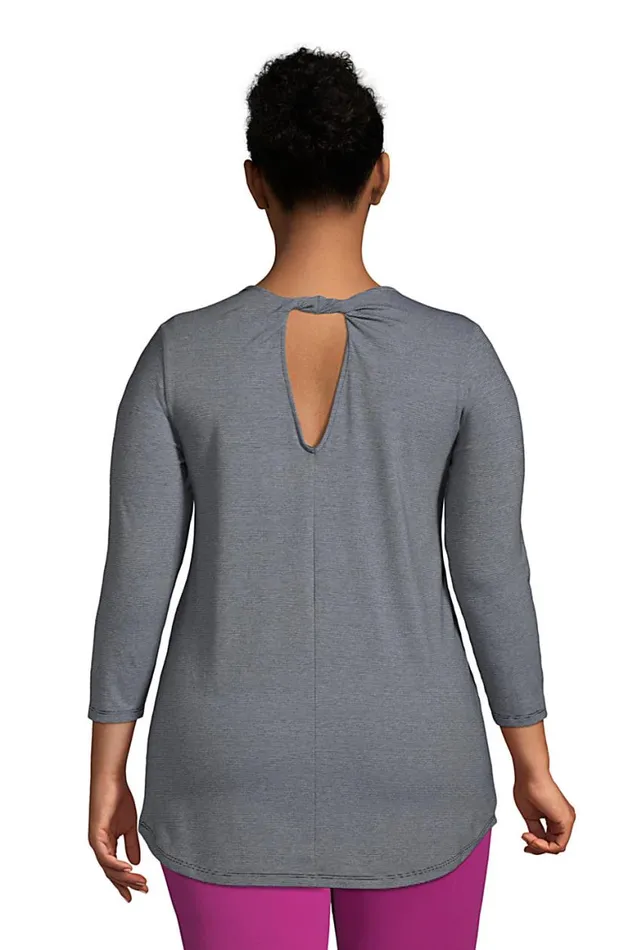 Lands039 End Tunic Tops Women Plus Size Power Performance 34 Sleeve Twist Back Tunic Black Pinstripe Lands039 End Tunic Tops Women Plus Size Power Performance 34 Sleeve Twist Back Tunic Black Pinstripe