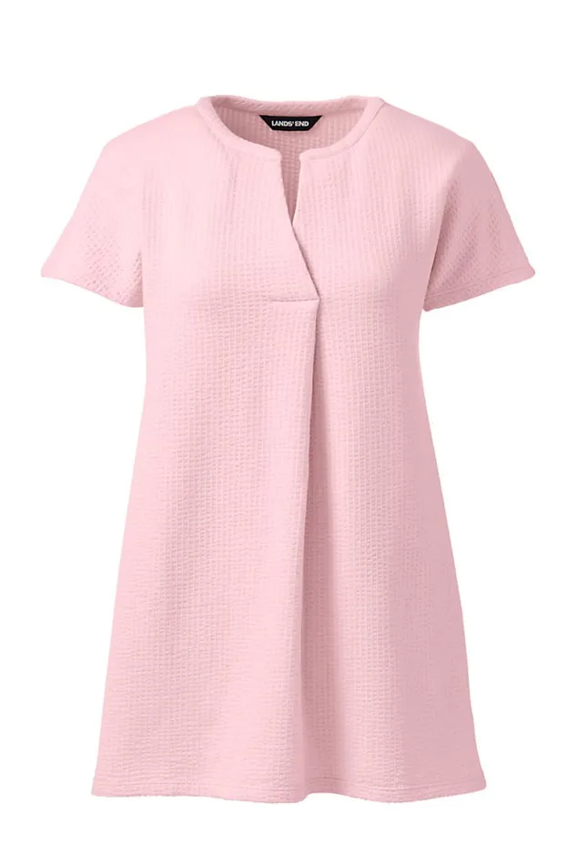 Lands039 End Tunic Tops Women Seersucker Short Sleeve Notch Neck Tunic Top Fresh Petal Lands039 End Tunic Tops Women Seersucker Short Sleeve Notch Neck Tunic Top Fresh Petal