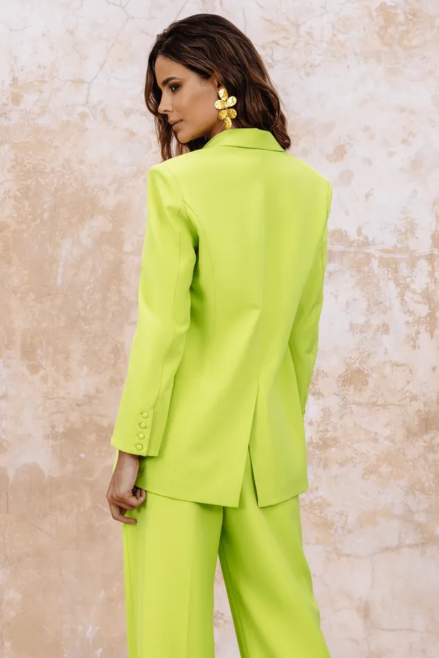 Lavish Alice Blazers LIANA Tailored Masculine Blazer In Chartreuse Chartreuse 8211 Women