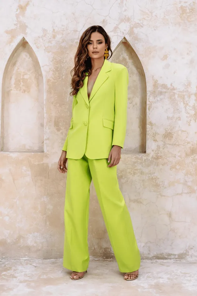 Lavish Alice Blazers LIANA Tailored Masculine Blazer In Chartreuse Chartreuse 8211 Women