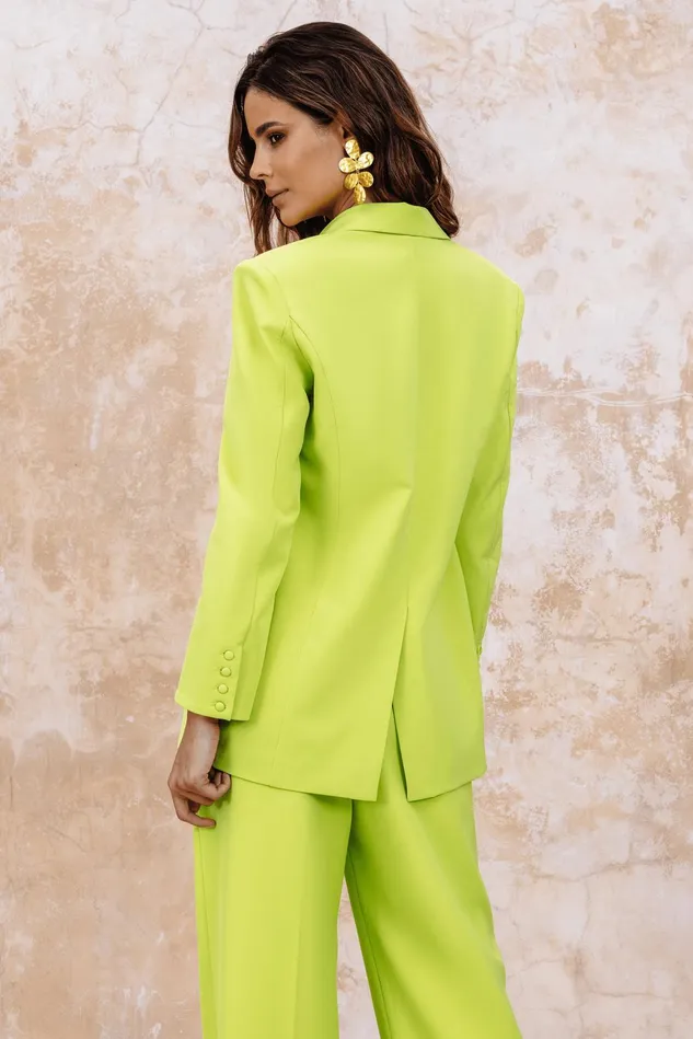 Lavish Alice Blazers LIANA Tailored Masculine Blazer In Chartreuse Chartreuse 8211 Women