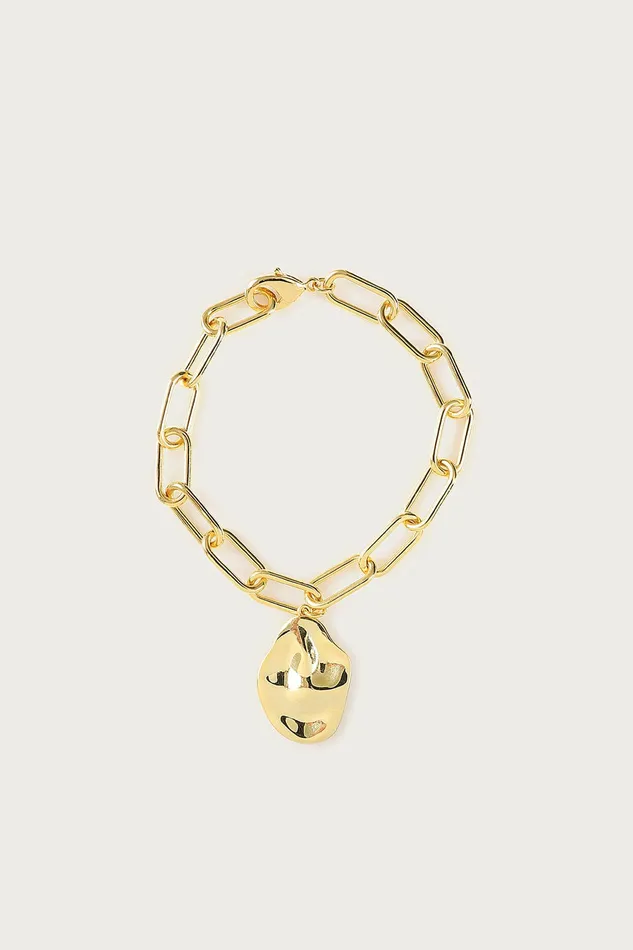 Lavish Alice Jewellery DANA Hammered Effect Oval Charm Link Gold Bracelet K Gold Bracelet 8211 Women