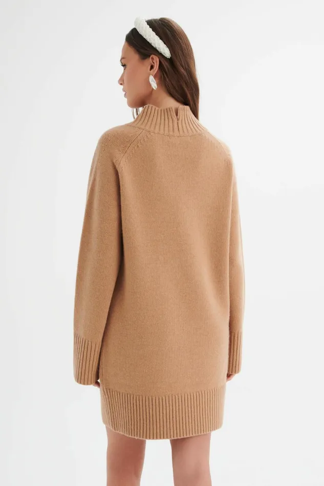 Lavish Alice Winter Knitwear LILIAN Knitted Cashmere Mini Jumper Dress In Camel Camel 8211 Women