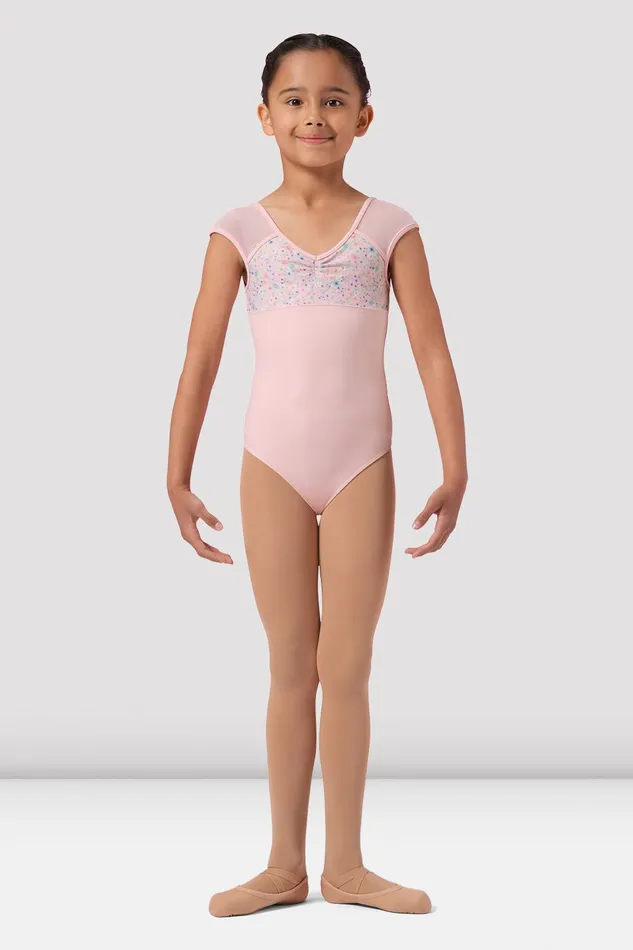 Leotards Girls Mirella Ditsy Floral Cap Sleeve Leotard Pink 8211 Bloch Children