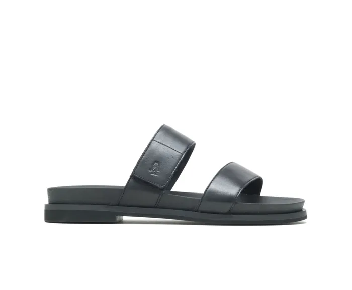 Lilly 2 Band Slide Black Leather Women Sandals Hush Puppies