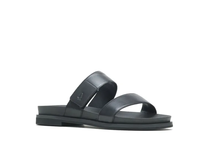 Lilly 2 Band Slide Black Leather Women Sandals Hush Puppies
