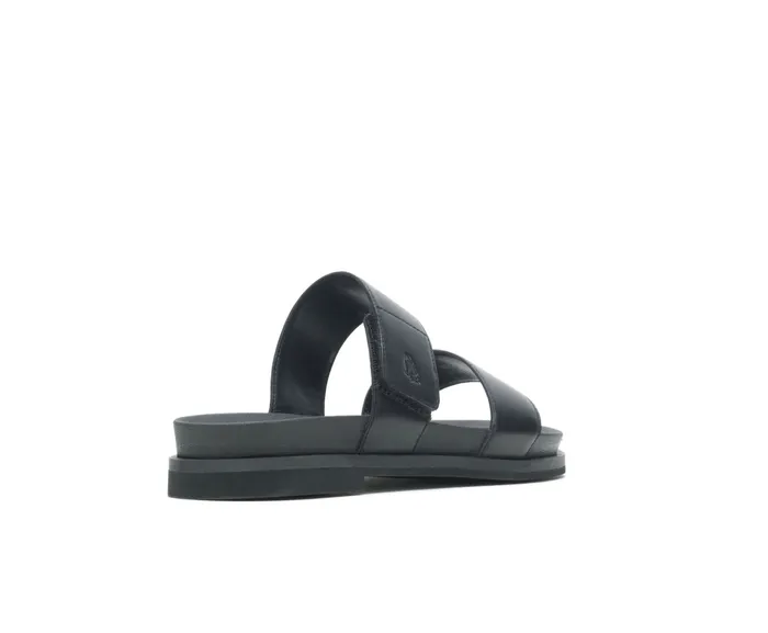 Lilly 2 Band Slide Black Leather Women Sandals Hush Puppies