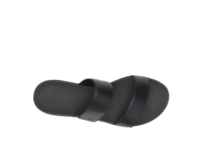 Lilly 2 Band Slide Black Leather Women Sandals Hush Puppies