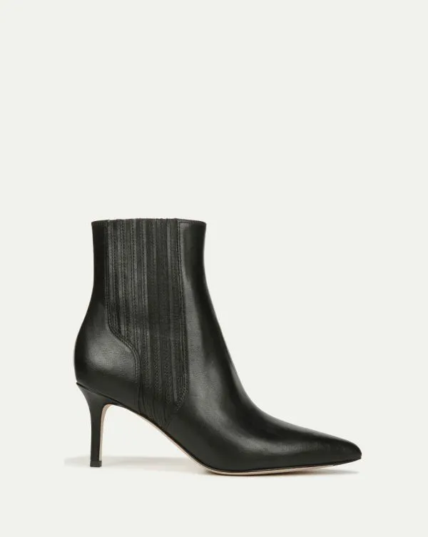 Lisa Leather MidHeel Bootie Black Leather Women Veronica Beard Shoes