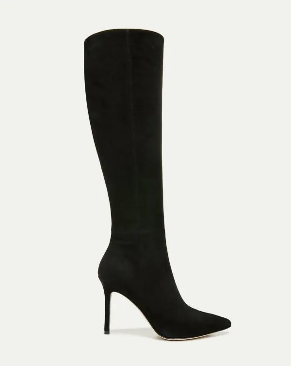 Lisa Suede Tall Boot WideCalf Black Suede Women Veronica Beard Shoes