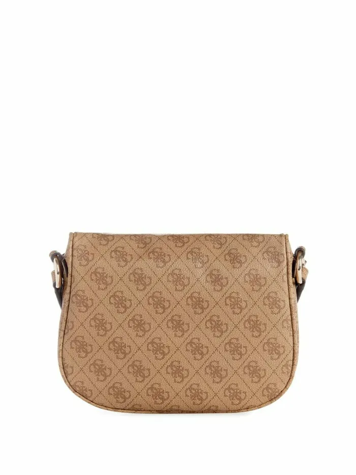 Luggage and Travel Bags WomenMen GUESS Power Play Quattro G Mini Sling Bag Latte Logo
