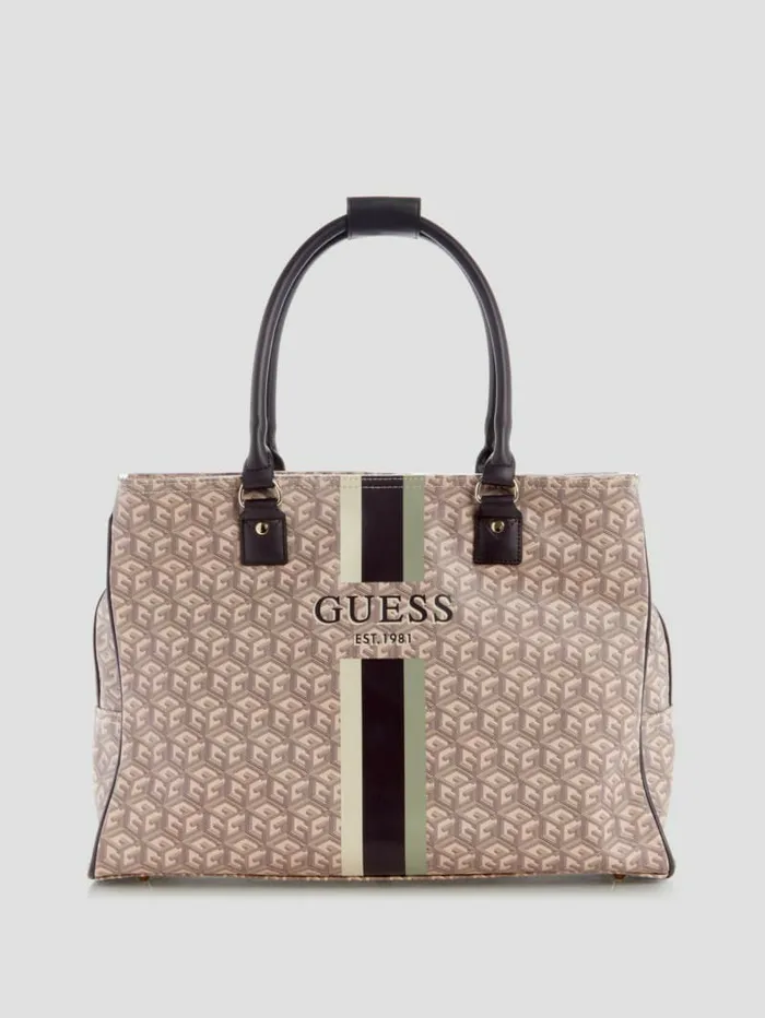 Luggage and Travel Bags WomenMen GUESS Wilder G Cube Shopper Tote Espresso Logo