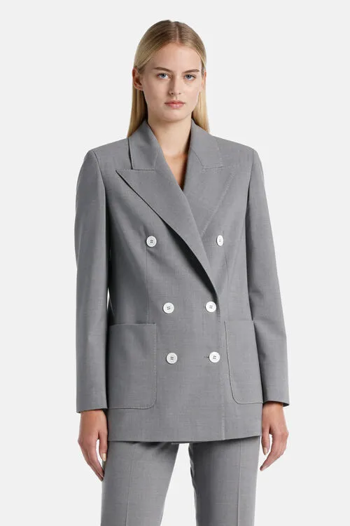 Luisa Spagnoli Vignone Vignone Grey Melange Women Jackets and Blazers Luisa Spagnoli Vignone Vignone Grey Melange Women Jackets and Blazers